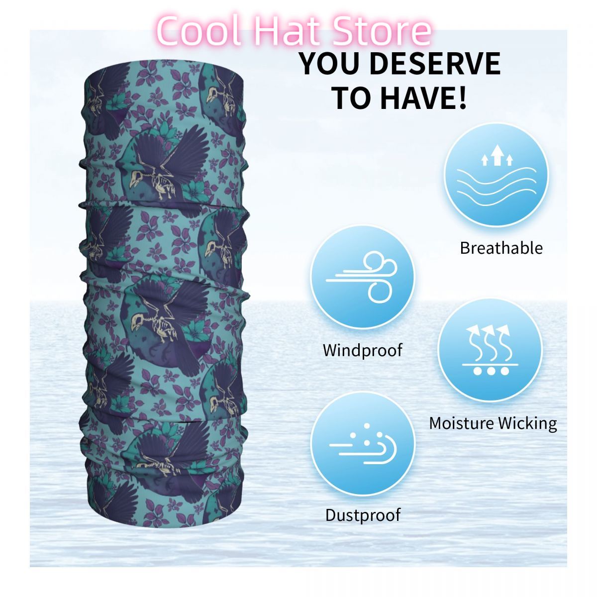 Raven Skeleton And Moon Headba - Neck Warmer Tube ulasan dan harga