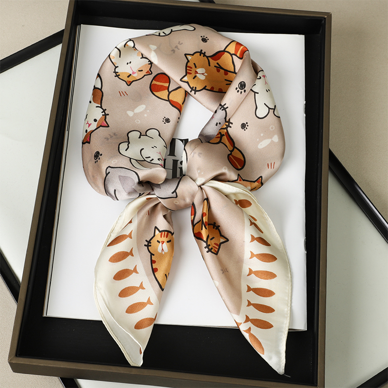 Luxury Silk Shawl Fat Cat Squa - Scarf Silk Square ulasan dan harga