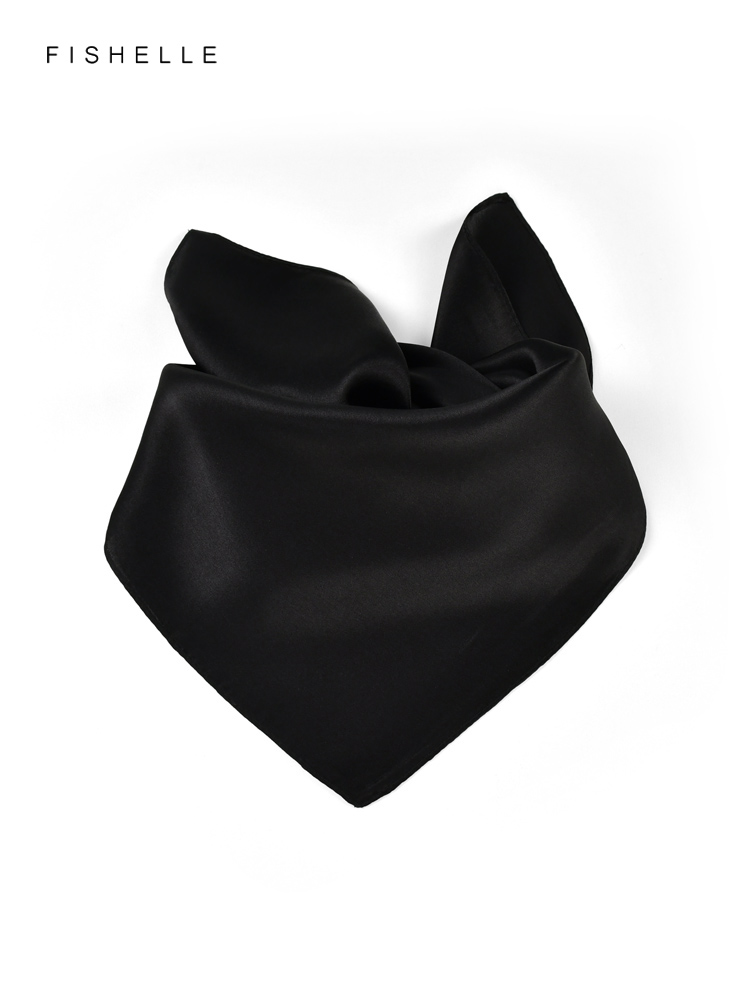 Solid color black pure silk sc - Scarf Silk Square ulasan dan harga