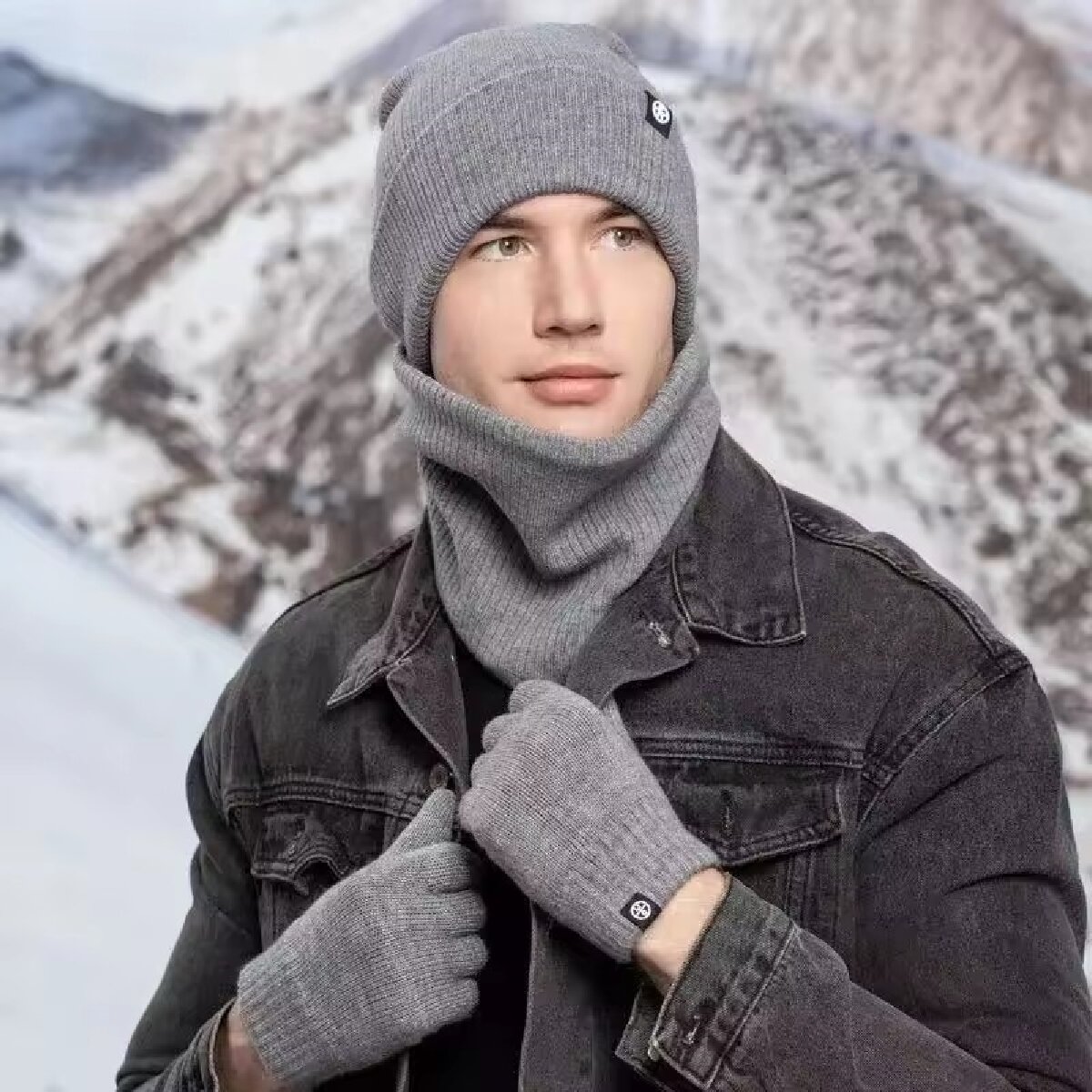 3pcs Winter Beanie Hat Gloves  - Muffler Men Wool ulasan dan harga
