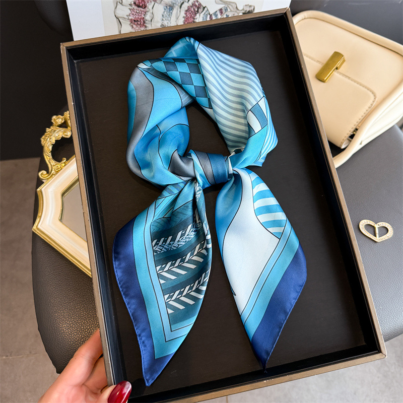 2026 New Geometry Print Silk S - Ascot Neck Scarf ulasan dan harga