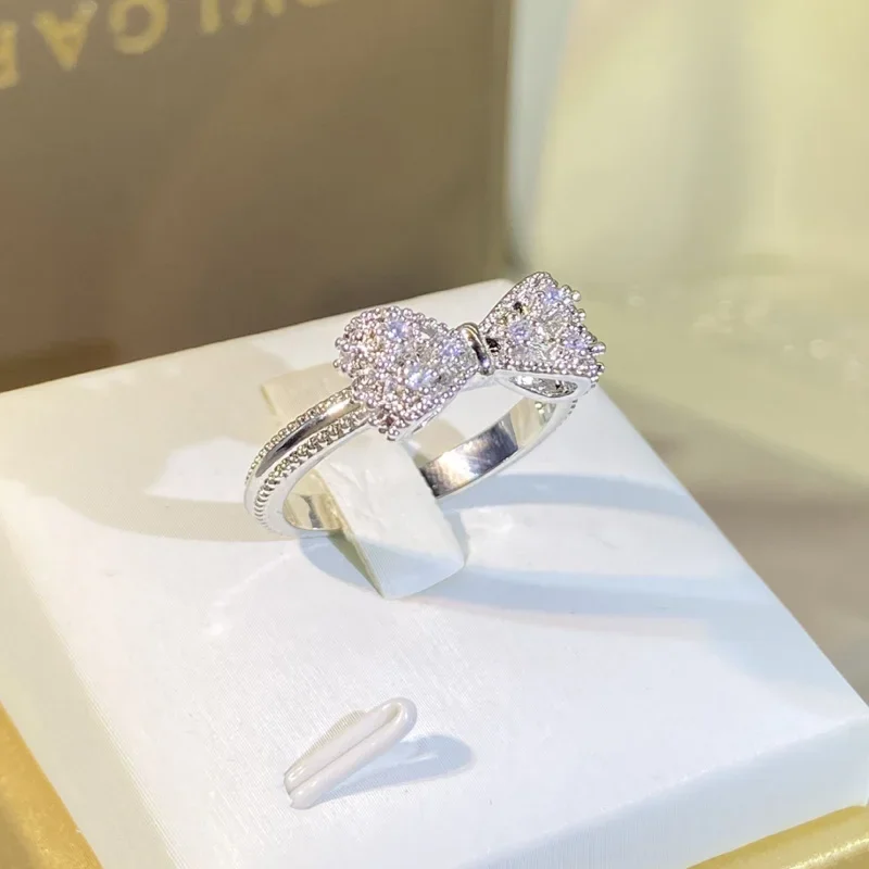 Fancy Bow Ring with Dazzling C - Tie Clip Silver ulasan dan harga
