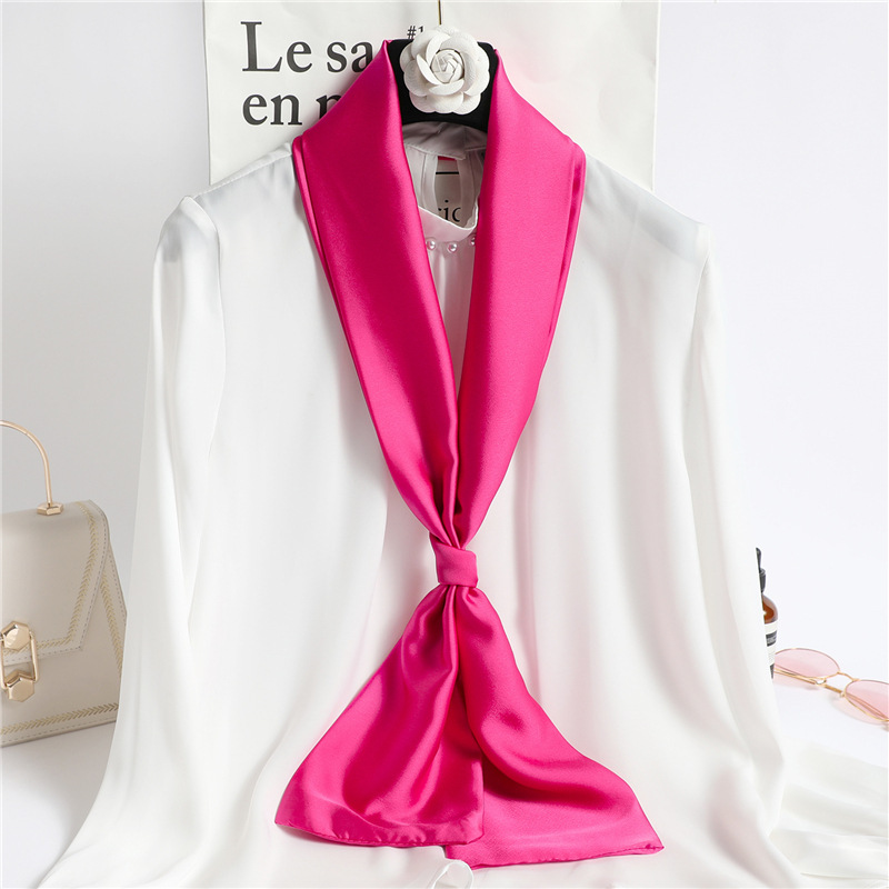 Red Solid Color Long Silk Scar - Ascot Neck Scarf ulasan dan harga