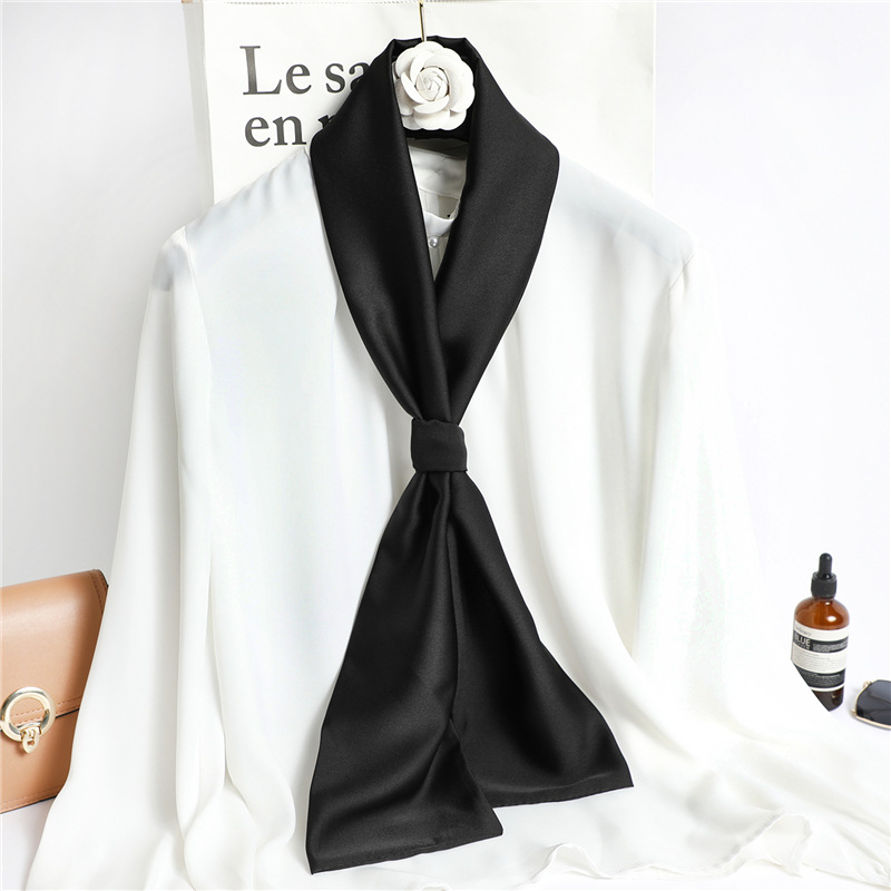 Red Solid Color Long Silk Scar - Ascot Neck Scarf ulasan dan harga