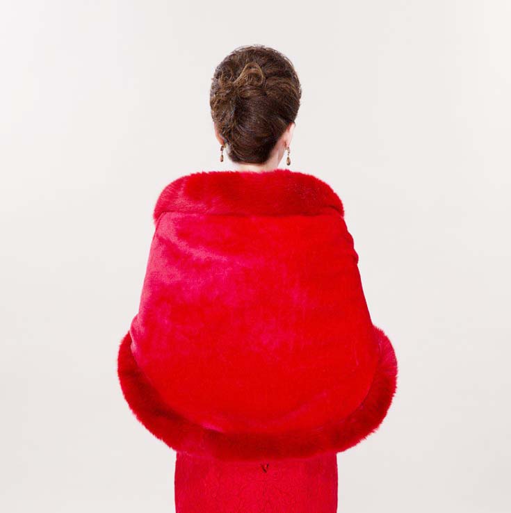 Red Bridal Wraps Winter Faux F - Stole Wedding Shawl ulasan dan harga