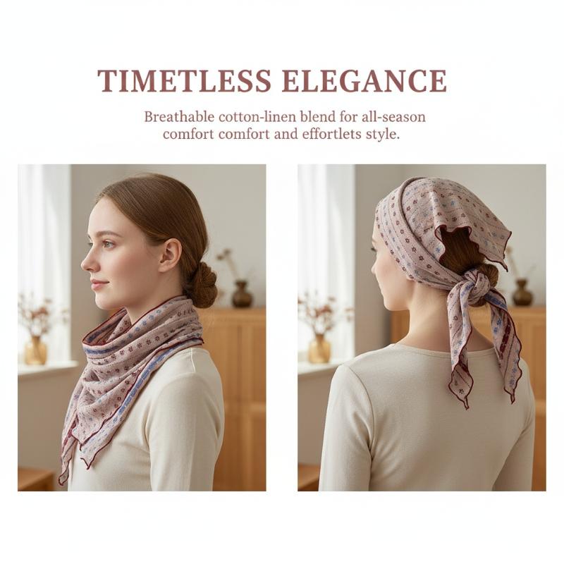 Cotton Linen Triangle Scarf Ca - Bandana Cotton ulasan dan harga